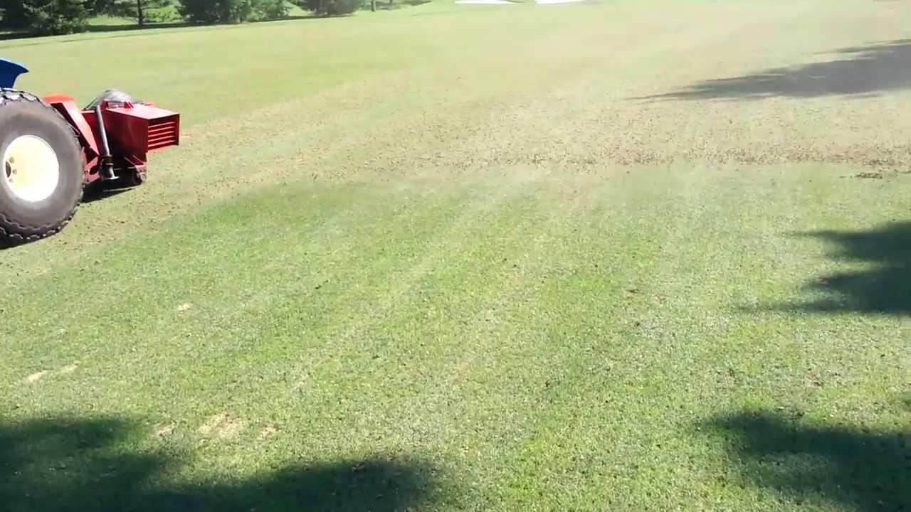 Golf Course fairway aeration – blowing fairways off