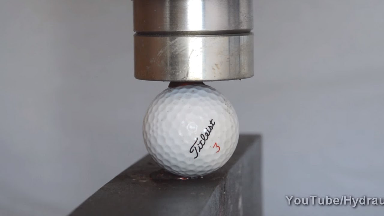 Golfballs vs Hydraulic Press – Hole in one!