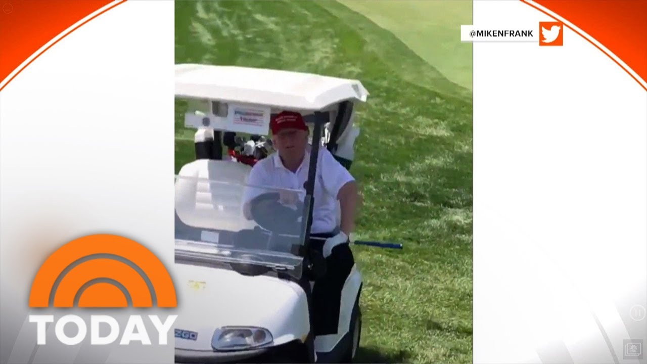 President Donald Trump Drives Golf Cart On The Green | TODAY