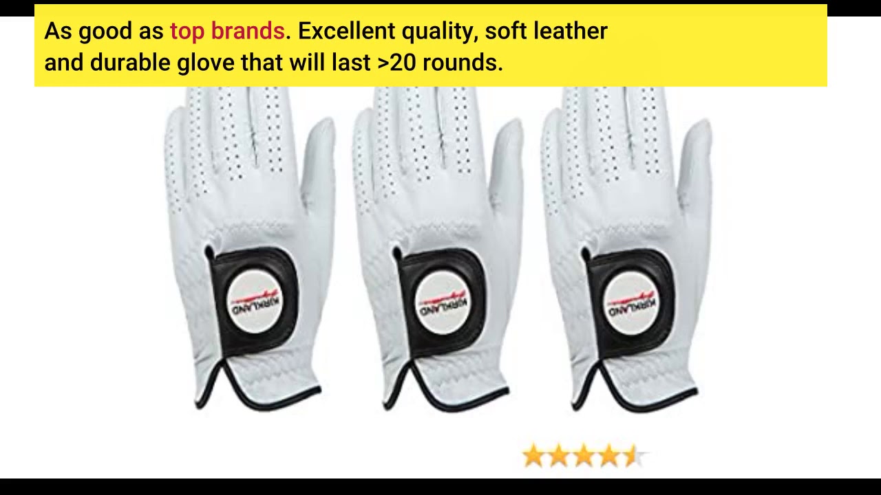 KIRKLAND SIGNATURE Men's Golf Gloves Premium Cabretta 3 Pack