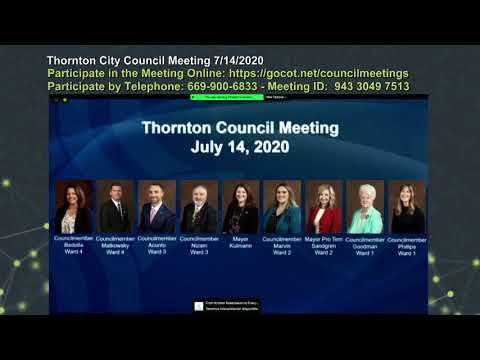 Thornton City Council Meeting – July 14, 2020