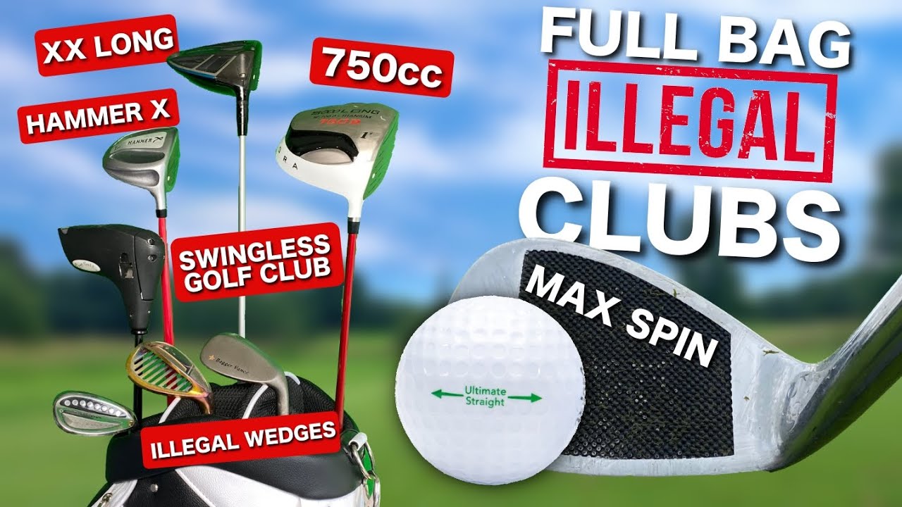 Full bag of ILLEGAL GOLF CLUBS & BALL!