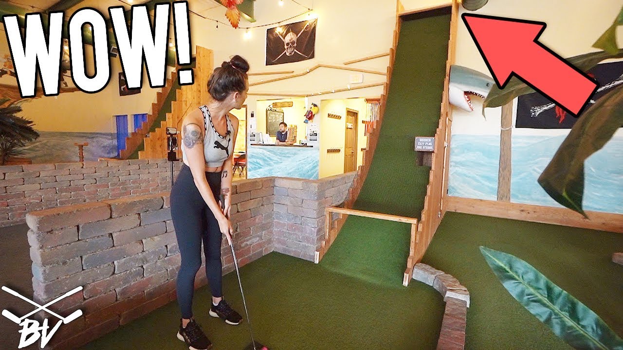 CRAZY HOMEMADE MINI GOLF COURSE! MINI GOLF HOLE IN ONE AND ONE OF A KIND HOLES!