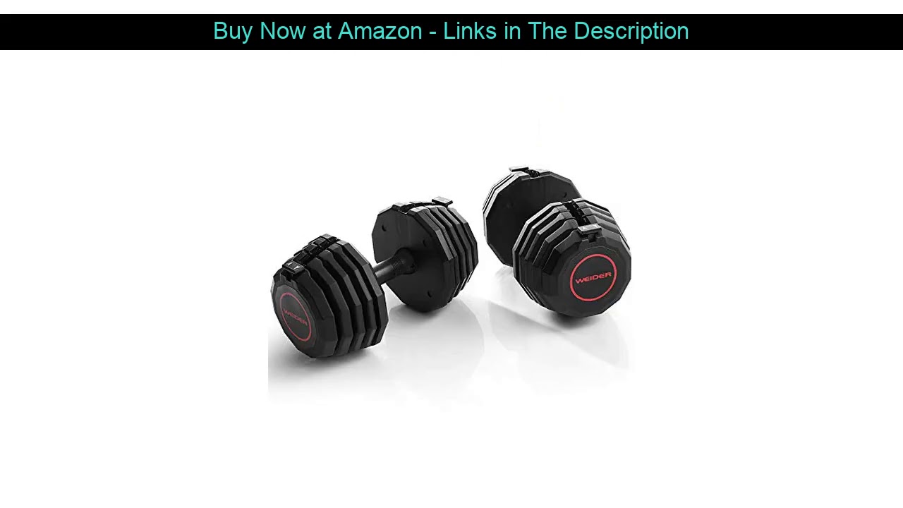 ❎ Weider Select-A-Weight Adjustable 50 Pound Dumbbell Weights Pair with Rack for Strength Exercise