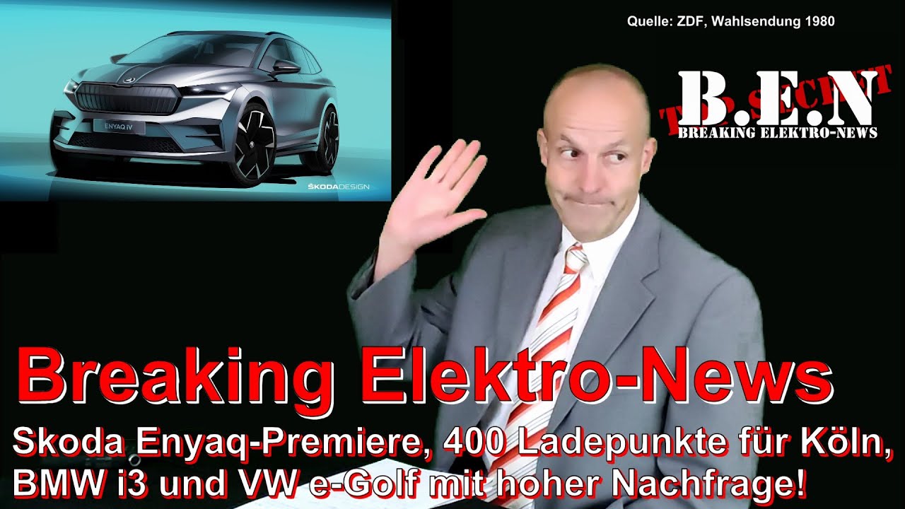 Breaking Elektro-News: Skoda Enyaq-Premiere, 400 Ladepunkte für Köln, VW e-Golf wird weiter gebaut!