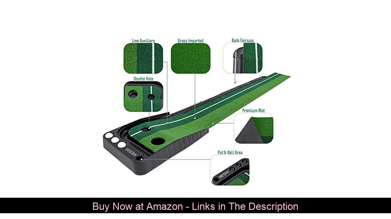 ☘️ MESIXI Indoor|Outdoor Golf Putting Green Mat Portable Baffle Plate Auto Ball Return System Mini