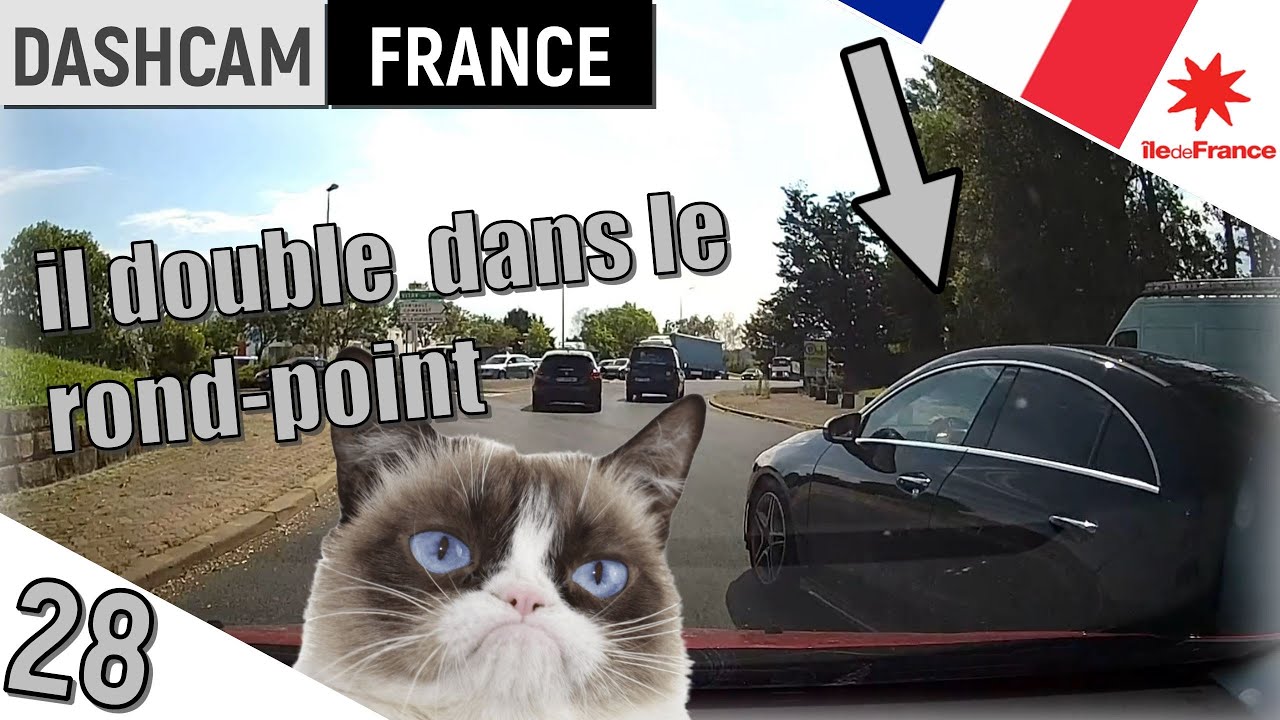 Dashcam France 28 – Il double par la droite dans le rond-point – Daily observation