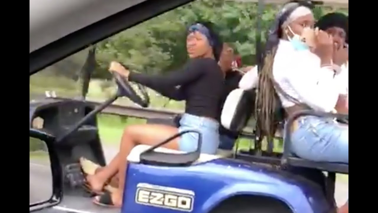 Women drive down highway in golf cart after missing Lyft video shows