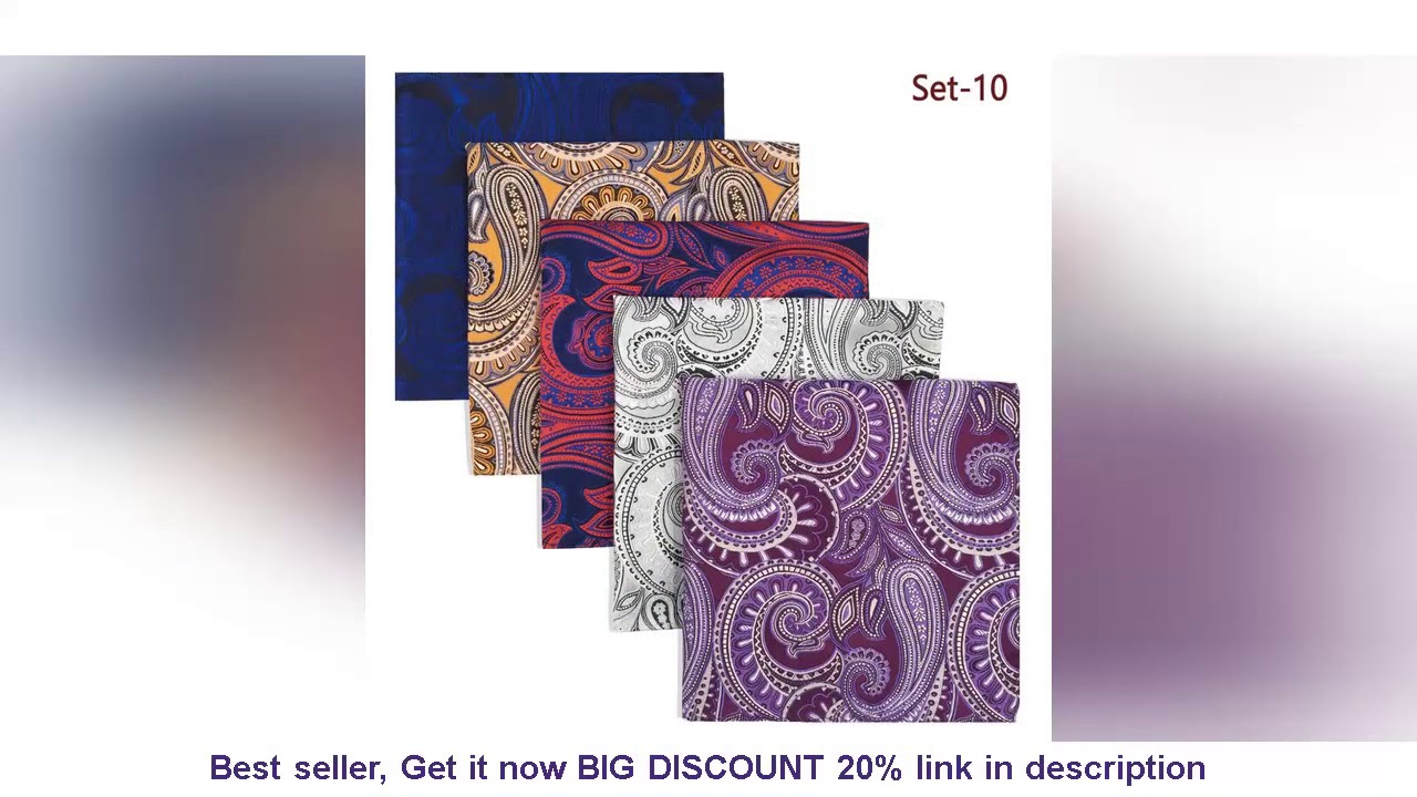 DISCOUNT 5 Pieces Assorted Mens Pocket Square Fashion Classic Handkerchiefs Set