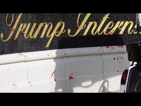 Paint splattered on entrance of Trump International Golf Club in Florida