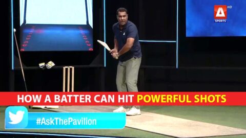 #WaqarYounis demonstrates how a batter can hit powerful shots using golf techniques