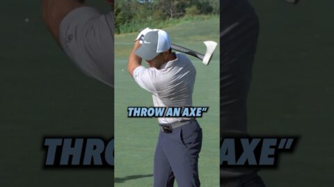 Improve your downswing with the feeling of throwing an axe!😳 #golf